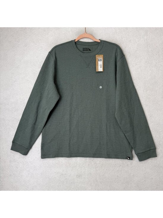Eddie Bauer Other - Eddie Bauer Shirt Mens Large Green Thermal Long Sleeve Crewneck Knit Waffle